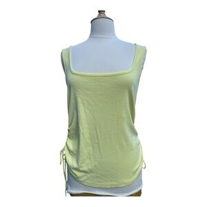 Pilcro Anthropologie Butter Yellow Ruched Square‑Neck Tank Size Large